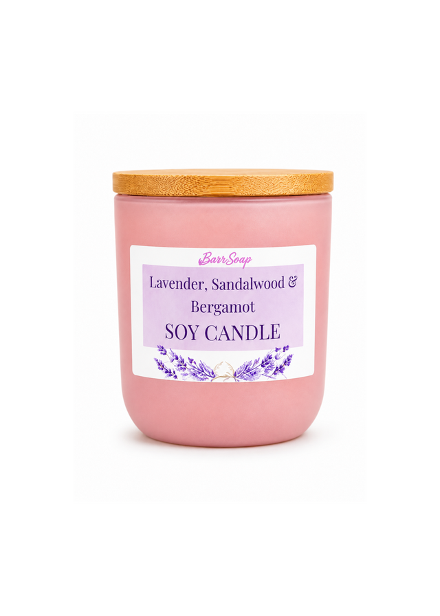 Lavender, Sandalwood and Bergamot Scented Soy Candle