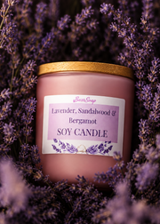 Lavender, Sandalwood and Bergamot Scented Soy Candle